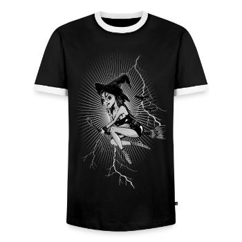 Hexe lightnbw - Männer Kontrast-T-Shirt - Schwarz/Weiß - Vorne - AI Model Female 172 light (172cm) & AI Model Male 178 light (178cm)