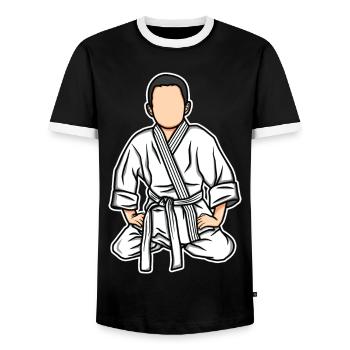 Lustiges Judo Kind - Männer Kontrast-T-Shirt - Schwarz/Weiß - Vorne - AI Model Female 172 light (172cm) & AI Model Male 178 light (178cm)