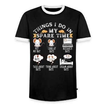 6 Dinge, die ich in meiner Freizeit mache, streichle mein Rattengeschenk - Männer Kontrast-T-Shirt - Schwarz/Weiß - Vorne - AI Model Female 172 light (172cm) & AI Model Male 178 light (178cm)