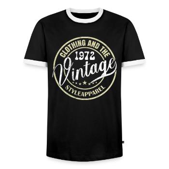 Vintage 1972 Cadeau Anniversaire 1972 Rétro 1972 - T-shirt contrasté Homme - noir/blanc - Devant - AI Model Female 172 light (172cm) & AI Model Male 178 light (178cm)
