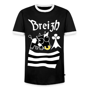 Breizh Bretagne - T-shirt contrasté Homme - noir/blanc - Devant - AI Model Female 172 light (172cm) & AI Model Male 178 light (178cm)