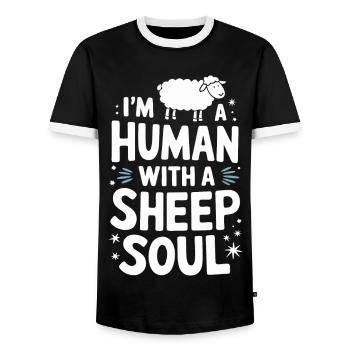 Sheep Sheep Farmer Lamb Farmer - Men's Ringer Shirt - black/white - Front - AI Model Female 172 light (172cm) & AI Model Male 178 light (178cm)