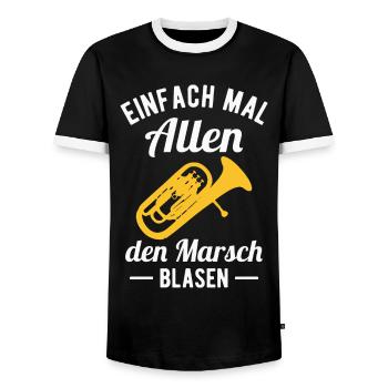 Euphonium Orchester Horn Musiker Blasmusik - Männer Kontrast-T-Shirt - Schwarz/Weiß - Vorne - AI Model Female 172 light (172cm) & AI Model Male 178 light (178cm)