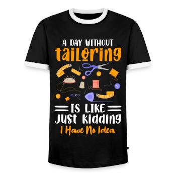 Sewing Hobby Pants Custom Tailor - Men's Ringer Shirt - black/white - Front - AI Model Female 172 light (172cm) & AI Model Male 178 light (178cm)