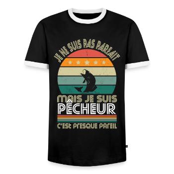 Je ne suis pas parfait mais je suis pêcheur - T-shirt contrasté Homme - noir/blanc - Devant - AI Model Female 172 light (172cm) & AI Model Male 178 light (178cm)