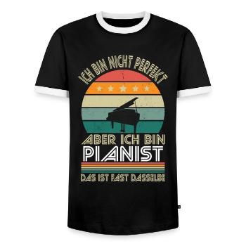 I'm not perfect, but I'm a pianist - Men's Ringer Shirt - black/white - Front - AI Model Female 172 light (172cm) & AI Model Male 178 light (178cm)