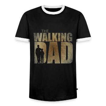 The Walking Dad Geschenk für werdende Papas - Männer Kontrast-T-Shirt - Schwarz/Weiß - Vorne - AI Model Female 172 light (172cm) & AI Model Male 178 light (178cm)