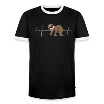 Faultier Herzschlag Frequenz Fauler Faultierspruch - Männer Kontrast-T-Shirt - Schwarz/Weiß - Vorne - AI Model Female 172 light (172cm) & AI Model Male 178 light (178cm)