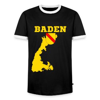 Baden - Männer Kontrast-T-Shirt - Schwarz/Weiß - Vorne - AI Model Female 172 light (172cm) & AI Model Male 178 light (178cm)