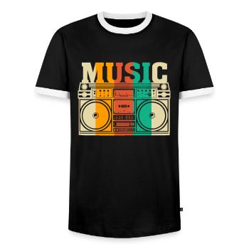 La musique - T-shirt contrasté Homme - noir/blanc - Devant - AI Model Female 172 light (172cm) & AI Model Male 178 light (178cm)