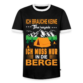 Keine Therapie Berge Geschenk - Men's Ringer Shirt - black/white - Front - AI Model Female 172 light (172cm) & AI Model Male 178 light (178cm)