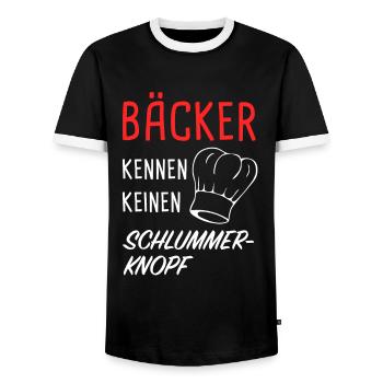 Bäcker kennen keinen Schlummer-Knopf - Männer Kontrast-T-Shirt - Schwarz/Weiß - Vorne - AI Model Female 172 light (172cm) & AI Model Male 178 light (178cm)