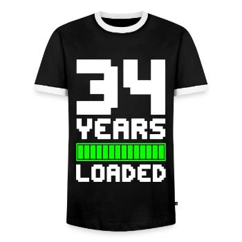 34 Years Loaded 34th Birthday - Men's Ringer Shirt - black/white - Front - AI Model Female 172 light (172cm) & AI Model Male 178 light (178cm)