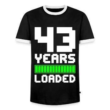 43 Years Loaded 43rd Birthday - Men's Ringer Shirt - black/white - Front - AI Model Female 172 light (172cm) & AI Model Male 178 light (178cm)