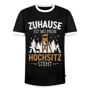 Jagd Jäger Hochsitz Rotwild Hirsch Jagen Lustig - Männer Kontrast-T-Shirt - Schwarz/Weiß - Vorne - AI Model Female 172 light (172cm) & AI Model Male 178 light (178cm)