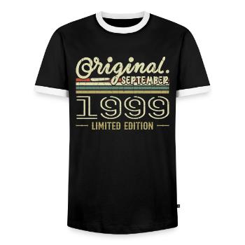 Septembre 1999 Cadeau Anniversaire September 1999 - T-shirt contrasté Homme - noir/blanc - Devant - AI Model Female 172 light (172cm) & AI Model Male 178 light (178cm)