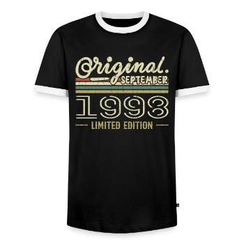 Septembre 1998 Cadeau Anniversaire September 1998 - T-shirt contrasté Homme - noir/blanc - Devant - AI Model Female 172 light (172cm) & AI Model Male 178 light (178cm)
