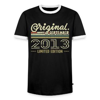 Septembre 2013 Cadeau Anniversaire September 2013 - T-shirt contrasté Homme - noir/blanc - Devant - AI Model Female 172 light (172cm) & AI Model Male 178 light (178cm)