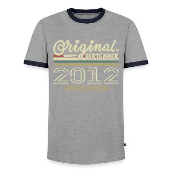 Septembre 2012 Cadeau Anniversaire September 2012 - T-shirt contrasté Homme - gris/marine  - Devant - AI Model Female 172 light (172cm) & AI Model Male 178 light (178cm)