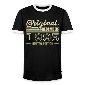 Décembre 1995 anniversaire Décembre 1995 Décembre - T-shirt contrasté Homme - noir/blanc - Devant - AI Model Female 172 light (172cm) & AI Model Male 178 light (178cm)