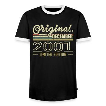 Décembre 2001 anniversaire Décembre 2001 Décembre - T-shirt contrasté Homme - noir/blanc - Devant - AI Model Female 172 light (172cm) & AI Model Male 178 light (178cm)