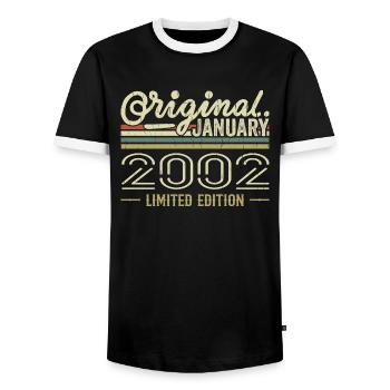 Janvier 2002 anniversaire Janvier 2002 cadeau 2002 - T-shirt contrasté Homme - noir/blanc - Devant - AI Model Female 172 light (172cm) & AI Model Male 178 light (178cm)