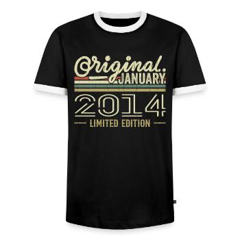 Janvier 2014 anniversaire Janvier 2014 cadeau 2014 - T-shirt contrasté Homme - noir/blanc - Devant - AI Model Female 172 light (172cm) & AI Model Male 178 light (178cm)