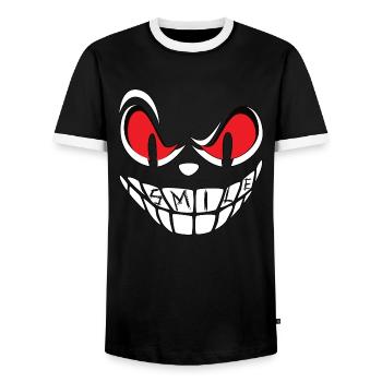 Visage souriant - T-shirt contrasté Homme - noir/blanc - Devant - AI Model Female 172 light (172cm) & AI Model Male 178 light (178cm)