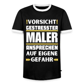 Don't talk to stressed painters! - Men's Ringer Shirt - black/white - Front - AI Model Female 172 light (172cm) & AI Model Male 178 light (178cm)