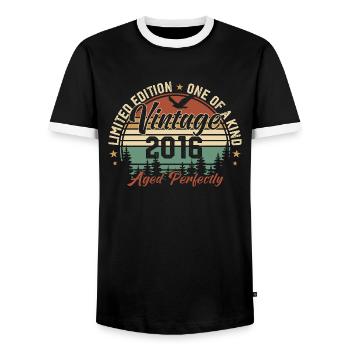 Jahrgang 2016 Retro 2016 Geburtstagsgeschenk 2016 - Männer Kontrast-T-Shirt - Schwarz/Weiß - Vorne - AI Model Female 172 light (172cm) & AI Model Male 178 light (178cm)