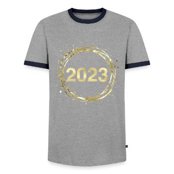 2023 - T-shirt contrasté Homme - gris/marine  - Devant - AI Model Female 172 light (172cm) & AI Model Male 178 light (178cm)