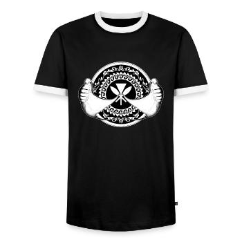 Raies manta Kanaka Maoli - T-shirt contrasté Homme - noir/blanc - Devant - AI Model Female 172 light (172cm) & AI Model Male 178 light (178cm)