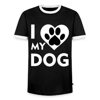 I Love my dog - Männer Kontrast-T-Shirt - Schwarz/Weiß - Vorne - AI Model Female 172 light (172cm) & AI Model Male 178 light (178cm)