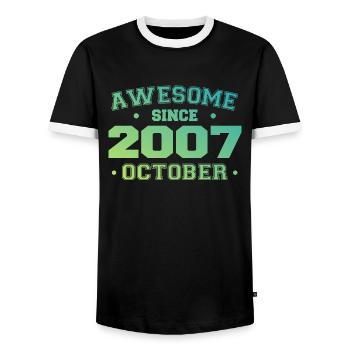 October 2007 - October 2007 Birthday Gift - Men's Ringer Shirt - black/white - Front - AI Model Female 172 light (172cm) & AI Model Male 178 light (178cm)