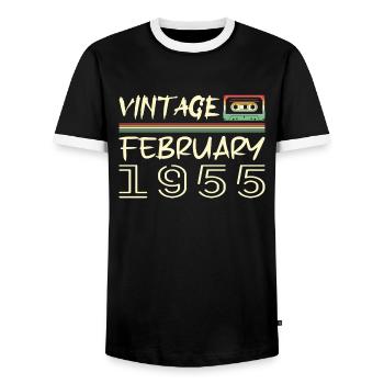 février 1955 meilleur cadeau février 1955 february - T-shirt contrasté Homme - noir/blanc - Devant - AI Model Female 172 light (172cm) & AI Model Male 178 light (178cm)