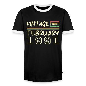 février 1991 meilleur cadeau février 1991 february - T-shirt contrasté Homme - noir/blanc - Devant - AI Model Female 172 light (172cm) & AI Model Male 178 light (178cm)