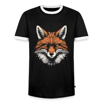 Fox Head Forest Animal Nature - Men's Ringer Shirt - black/white - Front - AI Model Female 172 light (172cm) & AI Model Male 178 light (178cm)