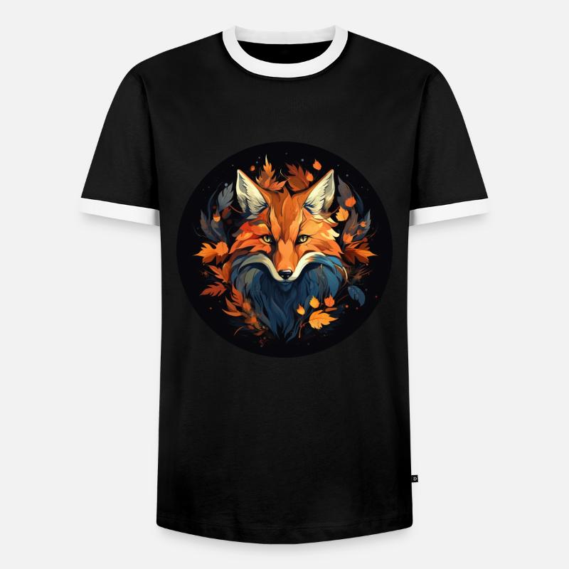 Fuchs im Herbstlaub - Männer Kontrast-T-Shirt - Schwarz/Weiß