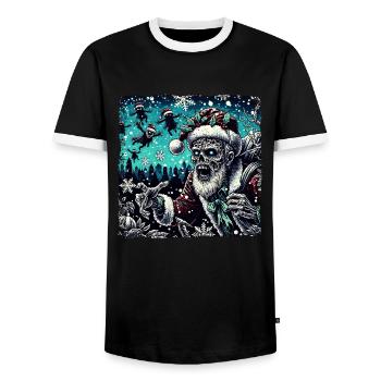 Zombie du Père Noël - Effrayant - T-shirt contrasté Homme - noir/blanc - Devant - AI Model Female 172 light (172cm) & AI Model Male 178 light (178cm)