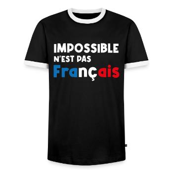impossible n'est pas français - T-shirt contrasté Homme - noir/blanc - Devant - AI Model Female 172 light (172cm) & AI Model Male 178 light (178cm)