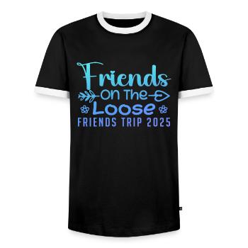 Friends On The Loose Friends Trip 2025 Vacation - T-shirt contrasté Homme - noir/blanc - Devant - AI Model Female 172 light (172cm) & AI Model Male 178 light (178cm)