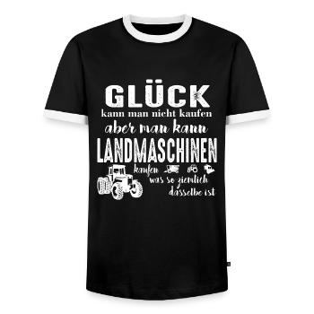 Landmaschinen kaufen - Landwirt - Männer Kontrast-T-Shirt - Schwarz/Weiß - Vorne - AI Model Female 172 light (172cm) & AI Model Male 178 light (178cm)