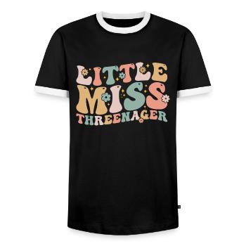 Little Miss Threenager 3rd Birthday 3Year Old Girl - T-shirt contrasté Homme - noir/blanc - Devant - AI Model Female 172 light (172cm) & AI Model Male 178 light (178cm)