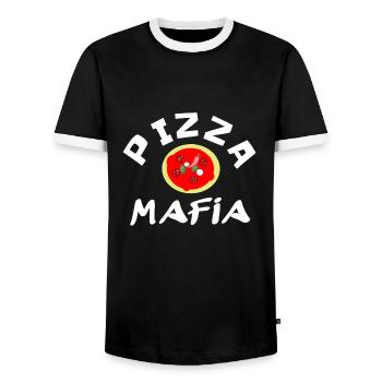 Pizza Mafia idée de cadeau T-shirt - T-shirt contrasté Homme - noir/blanc - Devant - AI Model Female 172 light (172cm) & AI Model Male 178 light (178cm)