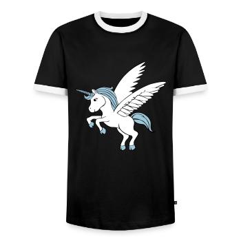 Licorne avec des ailes - T-shirt contrasté Homme - noir/blanc - Devant - AI Model Female 172 light (172cm) & AI Model Male 178 light (178cm)