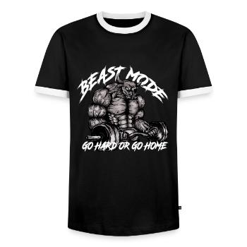 Gym Bull - Beast Mode - T-shirt contrasté Homme - noir/blanc - Devant - AI Model Female 172 light (172cm) & AI Model Male 178 light (178cm)