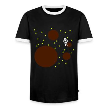 astronaut planets space - Men's Ringer Shirt - black/white - Front - AI Model Female 172 light (172cm) & AI Model Male 178 light (178cm)