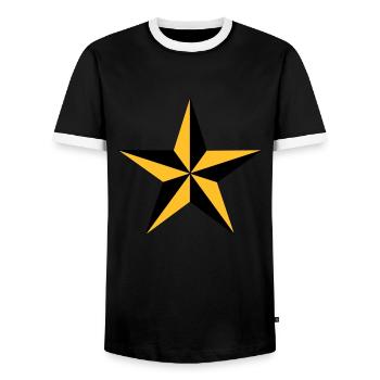 Nautical Star - Men's Ringer Shirt - black/white - Front - AI Model Female 172 light (172cm) & AI Model Male 178 light (178cm)