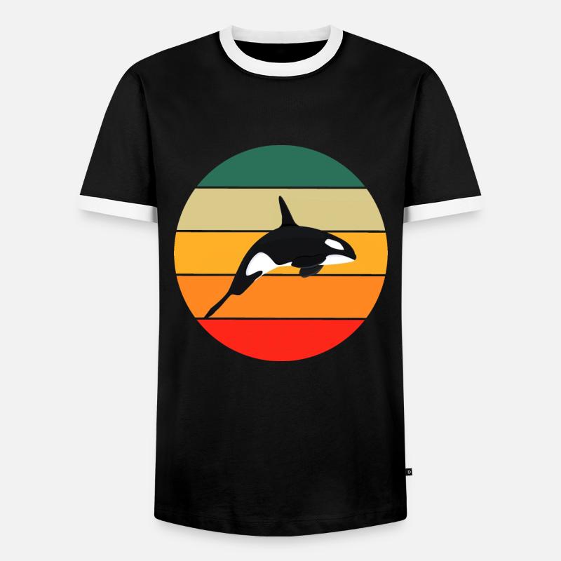 Retro Killerwal - Männer Kontrast-T-Shirt - Schwarz/Weiß