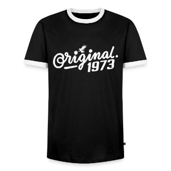 Original 1973 Geburtstagsgeschenk - Jahrgang 1973 - Männer Kontrast-T-Shirt - Schwarz/Weiß - Vorne - AI Model Female 172 light (172cm) & AI Model Male 178 light (178cm)